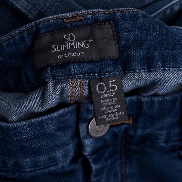 Chico's Women's So Slimming Ankle Denim Stretch Medium Wash Jeans Small - Picture 10 of 11